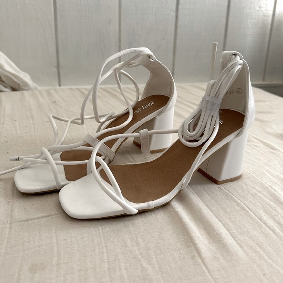 Nasty Gal Shoes - NastyGal - Never worn - White strappy sandal heel